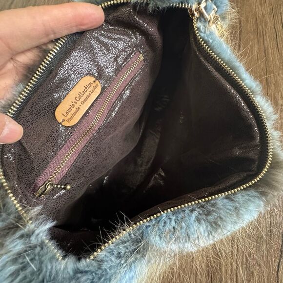 2 Tone Handmade Genuine Beaver Fur Soft Slouchy Clutch/Shoulder Bag/Crossbody - Picture 16 of 16